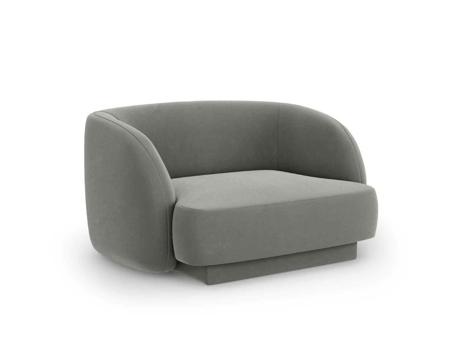 MILEY - Fauteuils en tissu velours gris clair
