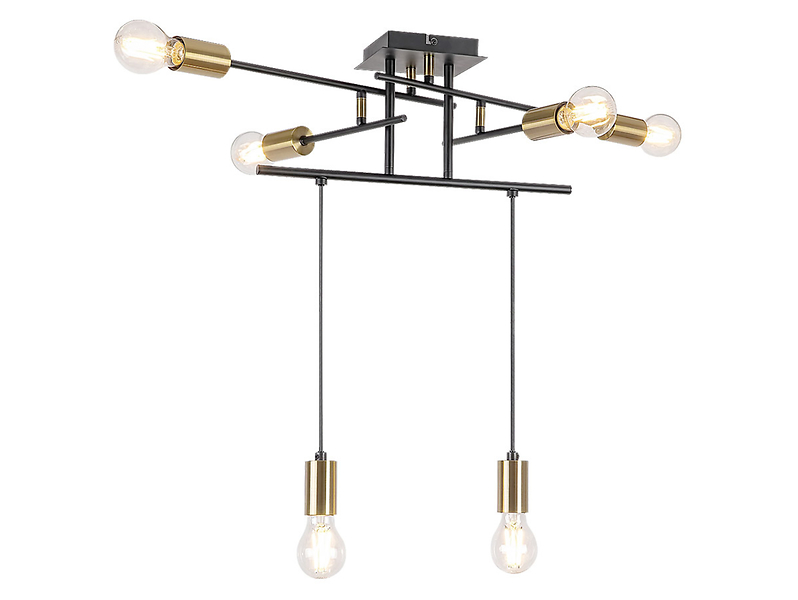 Lampa wisząca Lanny 6-punktowa metalowa czarno-złota