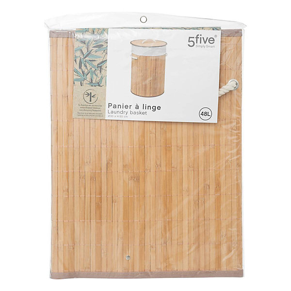Panier à linge rond 48L Bambou - 5Five