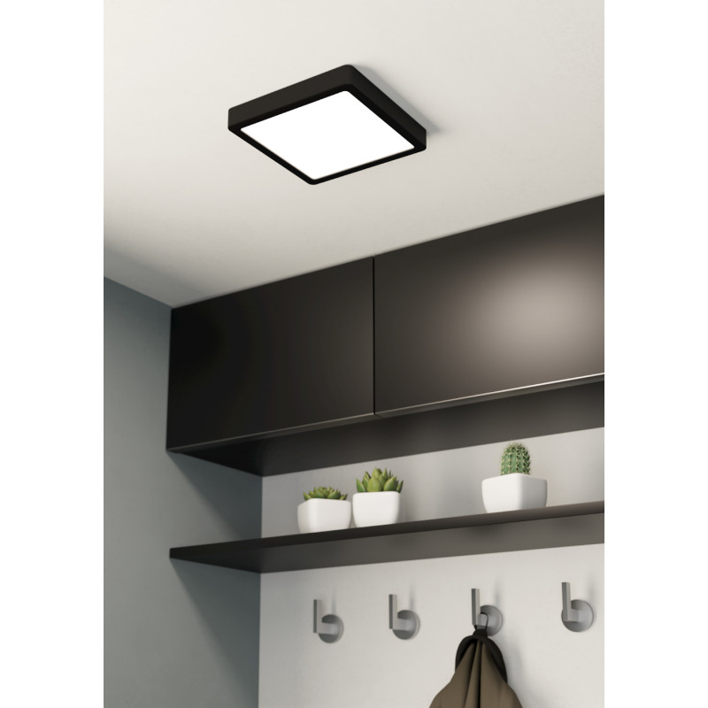 Plafonnier LED Fueva 5 noir 21 x 21 cm 4000 K 17 W EGLO