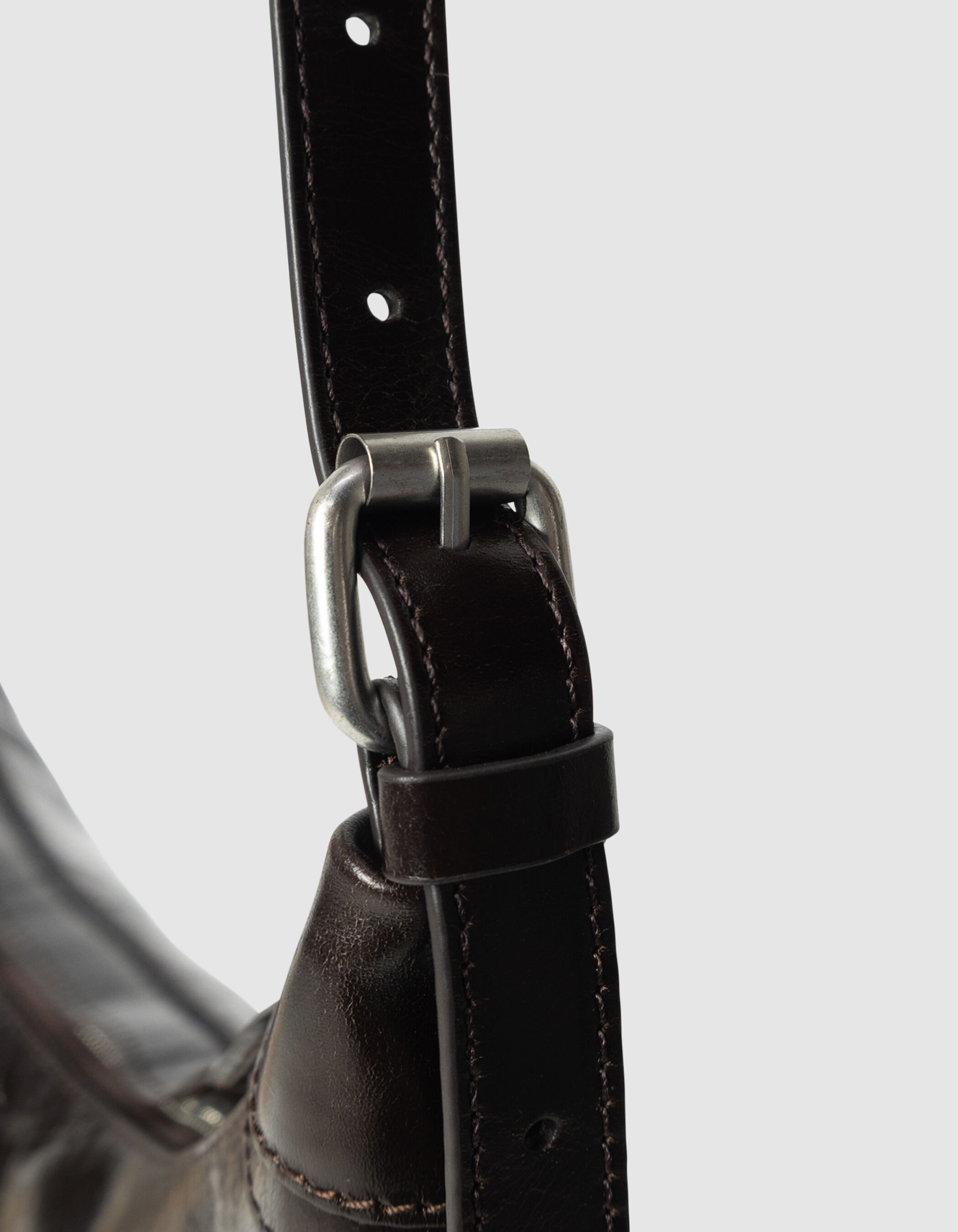 Sac demi-lune marron cuir glacé Allane Femme