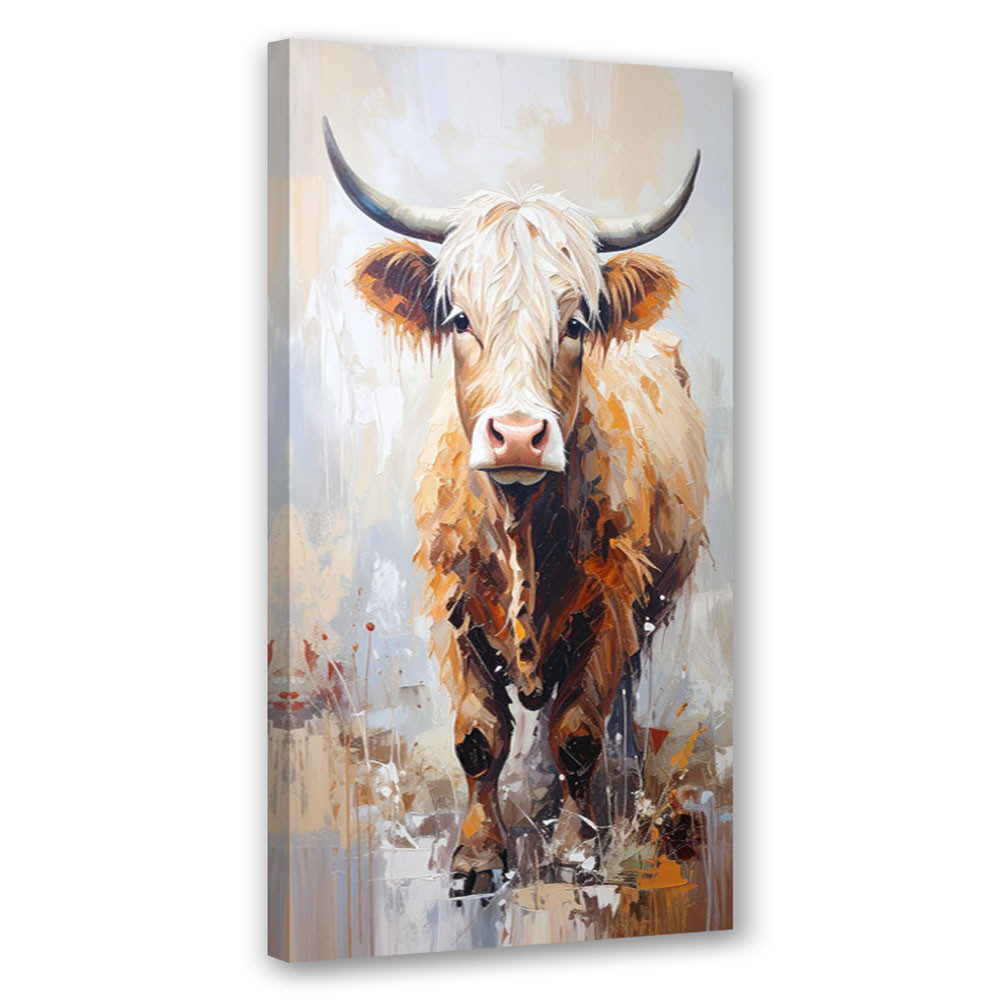 Feeby Obraz nowoczesny do salonu, Szkocka krowa Zwierzęta Natura 40x80