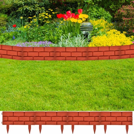 NNEVL Lawn Divider with Brick Design 11 pcs
