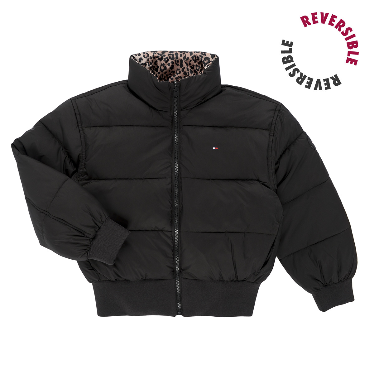 Tommy Hilfiger - REVERSIBLE PUFFER BOMBER - Black / Leopard