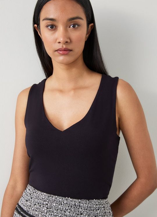 Athena Black Jersey Vest Top