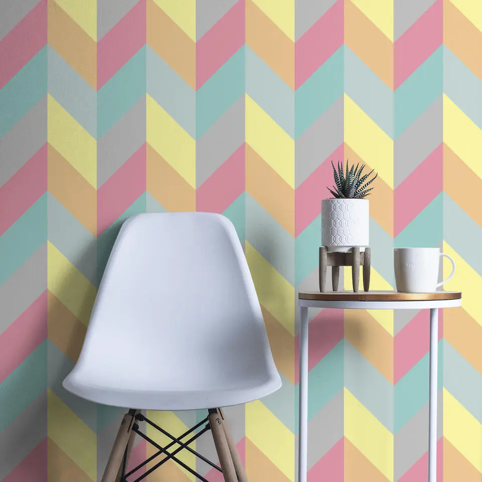 Walls4You behang visgraat-motief multicolor - 53 cm x 10 m