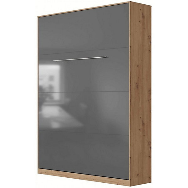 Lit escamotable  2 Placards Vertical 90x200 (100x2)cm Standard Chêne Sauvage-Anthracite brillant