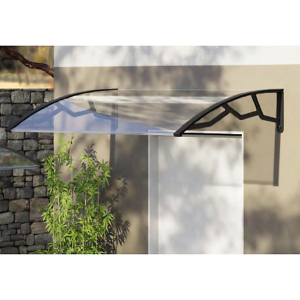 Auvent de Porte d'Entrée et fenêtre 100 x 100 cm - Polycarbonate Anti UV Marquise Extérieure Bras Polypropylène Art Plast