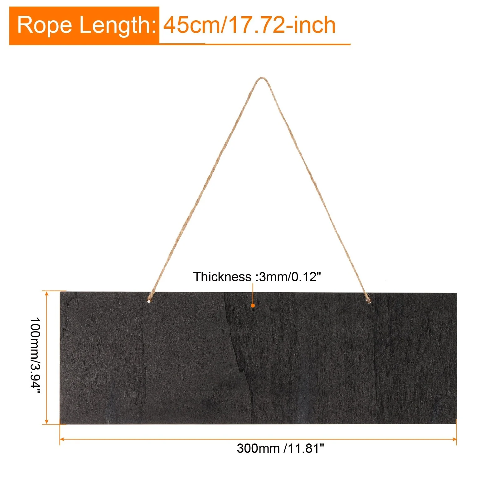 11.8 x 3.9 Unfinished Hanging Wood Sign Blank Plaque for DIY Crafts Black