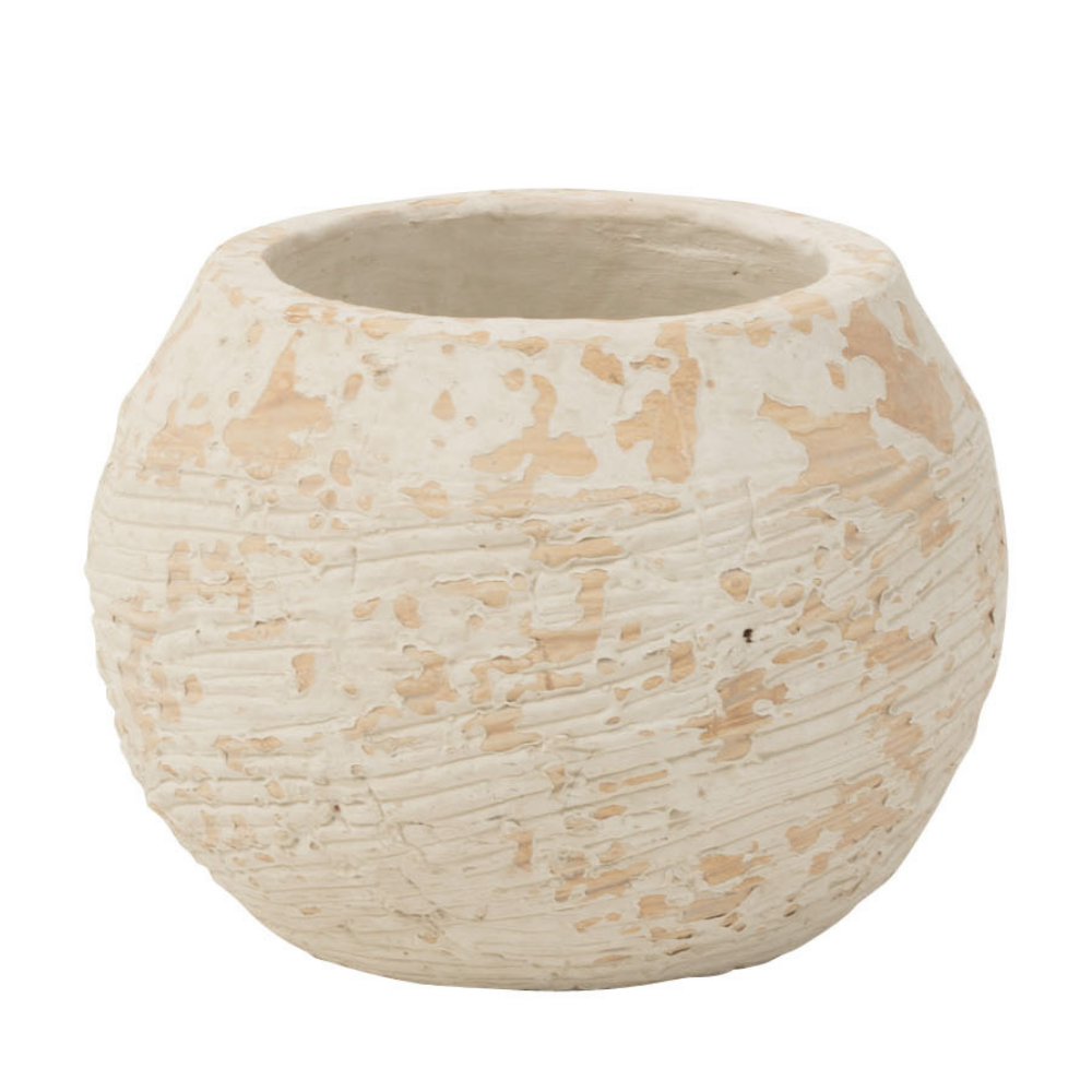 J-Line bloempot Rustiek Klei - cement - wit - small - Ø 17 cm