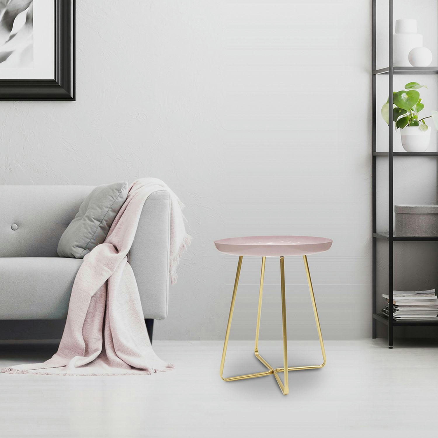 GLOSSY - Table d'appoint en métal design rose