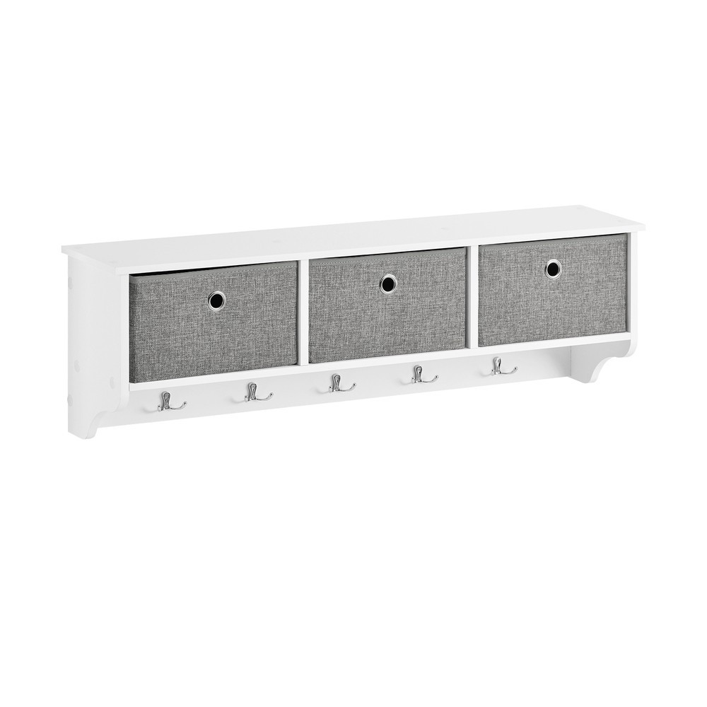 SoBuy Wieszak ścienny z 3 szufladami Biały 100x20x31cm Nowoczesny FRG282-W