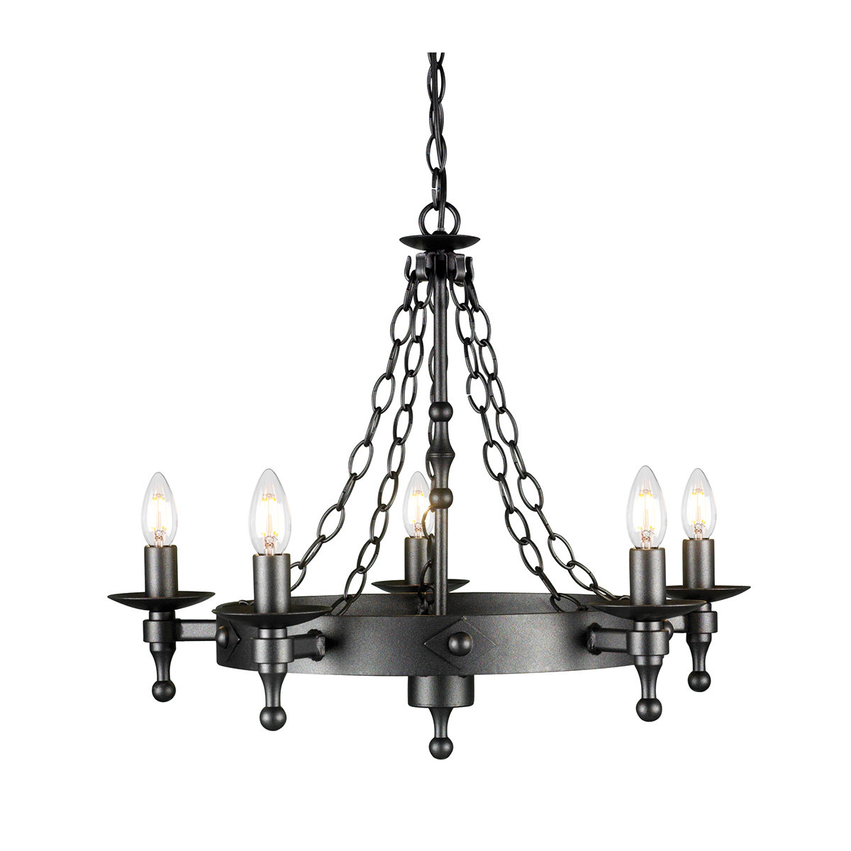 Lampa wisząca grafitowa czerń Warwick 5xE14x60W wym: 252x60x60 cm Elstead