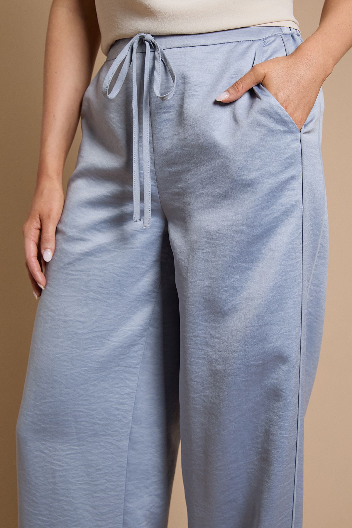 Dorothy Perkins Satin Relaxed Drawstring Contrast Trouser