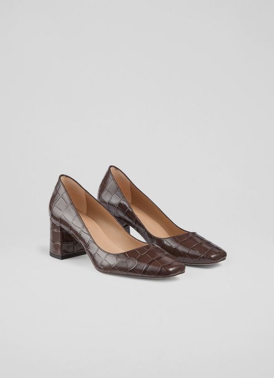 Sally Chocolate Square Toe Courts