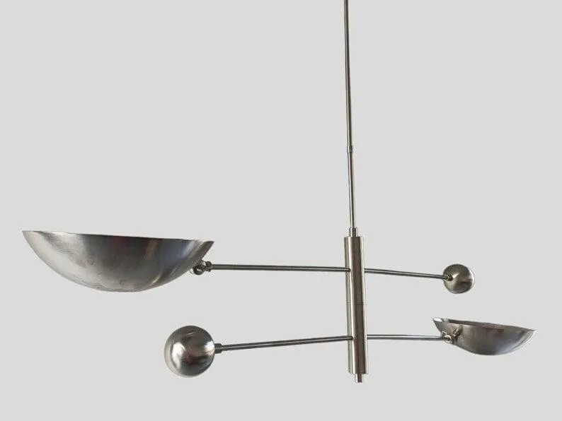 Mid Century Brass Linear Chandelier | Modern Mobile Pendant Light