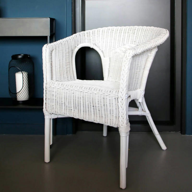 CHRIS - Fauteuil en osier pour salon blanc