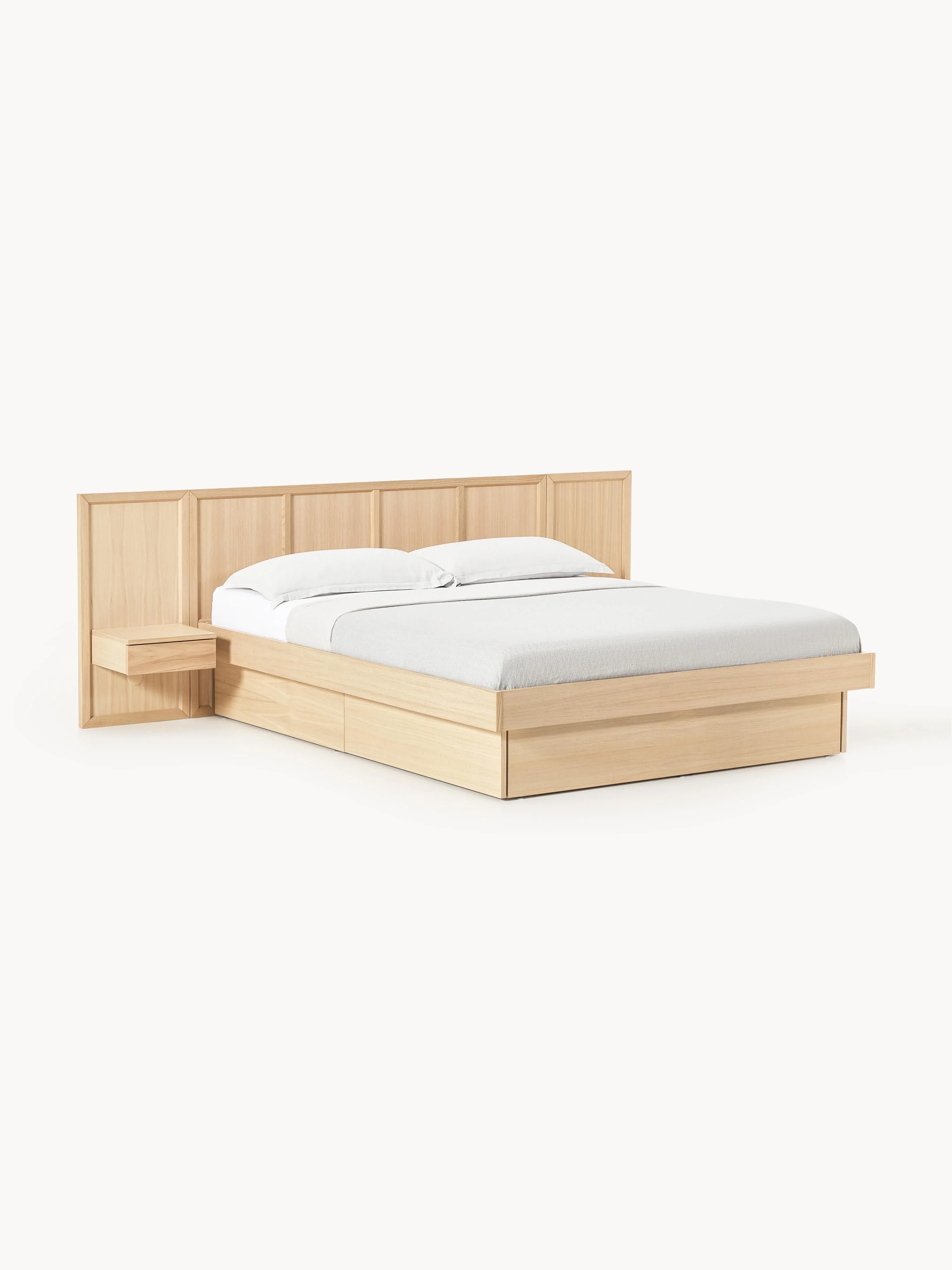 Holzbett Nanto mit Nachttischen und Kopfteil