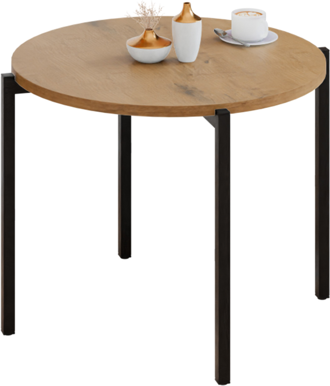 Stolik kawowy okrągły loft 55x55x46 cm metalowy czarny