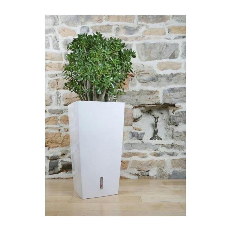 - Pot en plastique carré avec réserve d'eau 52 cm eva blanc