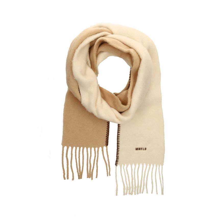 Manfield Beige sjaal met beige en bruine details