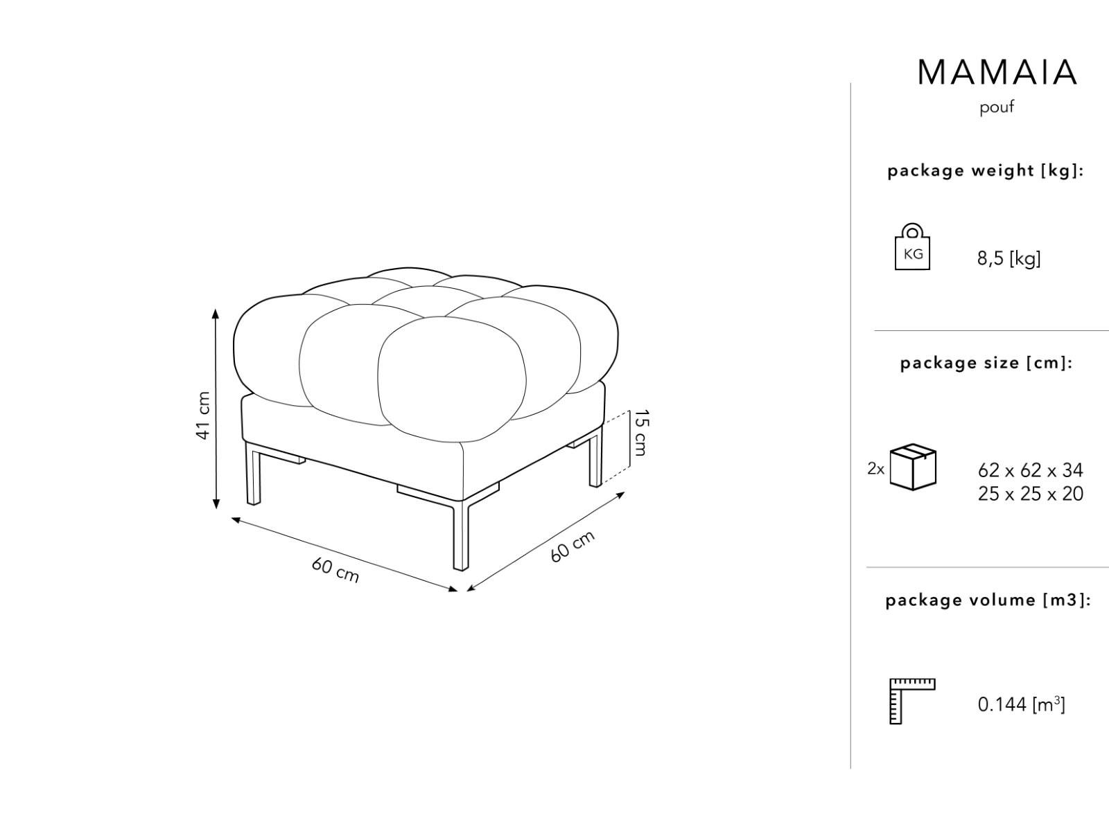 MAMAIA - Pouf 1 place en tissu velours rouge