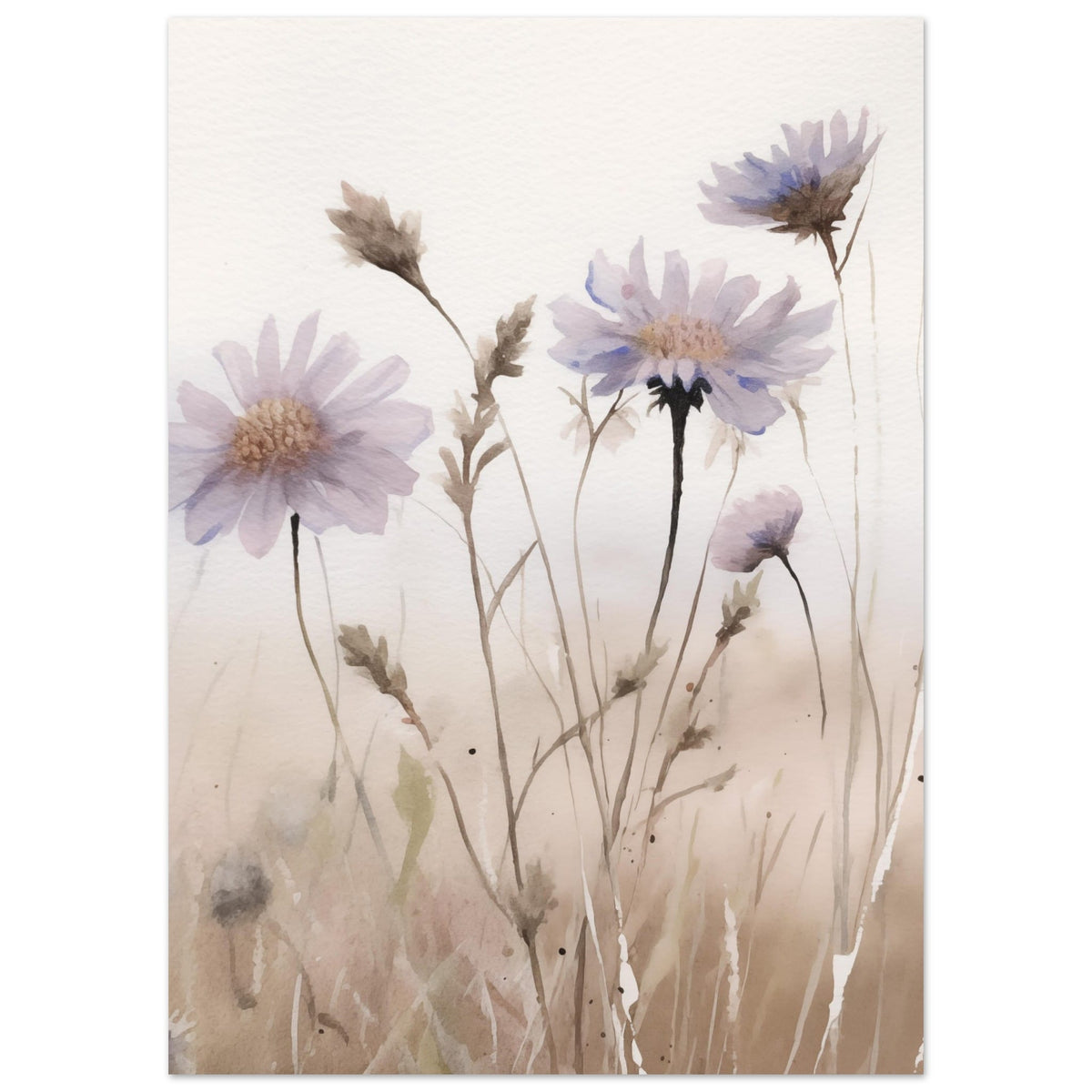 Artfulprints Poster Flower aquarel 1  - 50x70 cm - Taupe