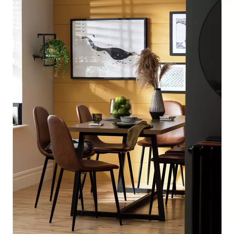 Habitat Nomad Oak Dining Table & 6 Brown Chairs