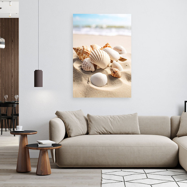 Obraz do salonu kuchni biura, Muszle plaża natura beżowy 20x30
