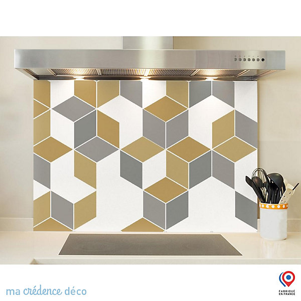 Crédence cuisine fond de hotte Jeux de losanges - Verre trempé - L 60 cm x H 45 cm - MaCrédenceDéco
