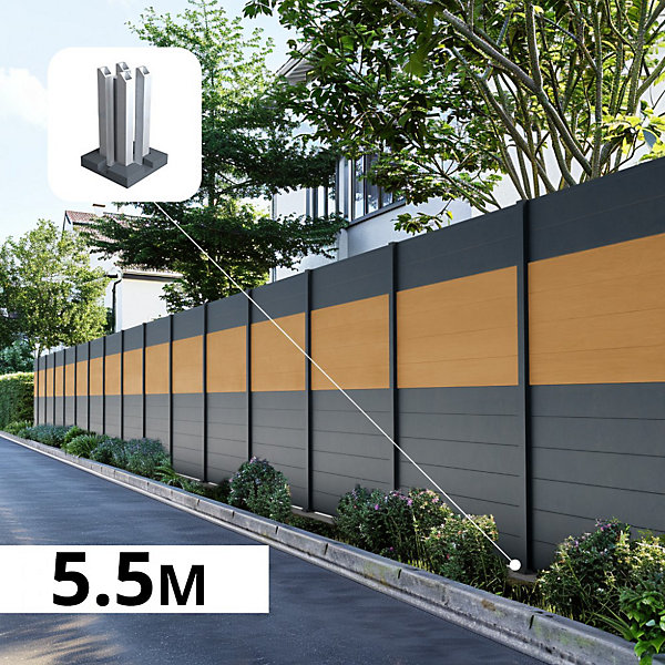 Kit clôture aluminium poteau sur platines - BAHIA &CRUZ Cèdre H-1,8m