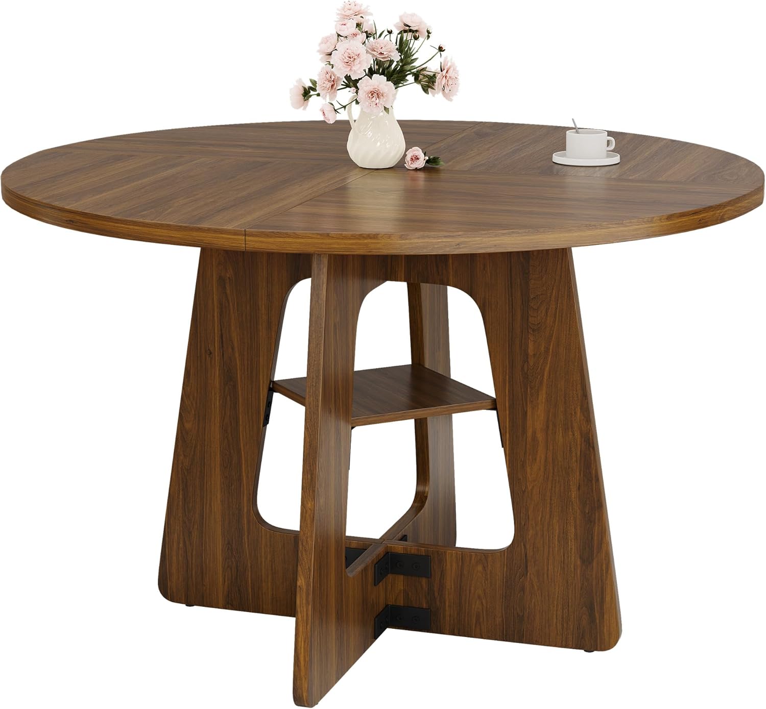 GRUSIGN Round Dining Table for 4-6, 47 Kitchen Table for Dining Room, Circle Farmhouse Kitchen Table, Wood Dinner Table for Kitchen, Living Room, Apartment