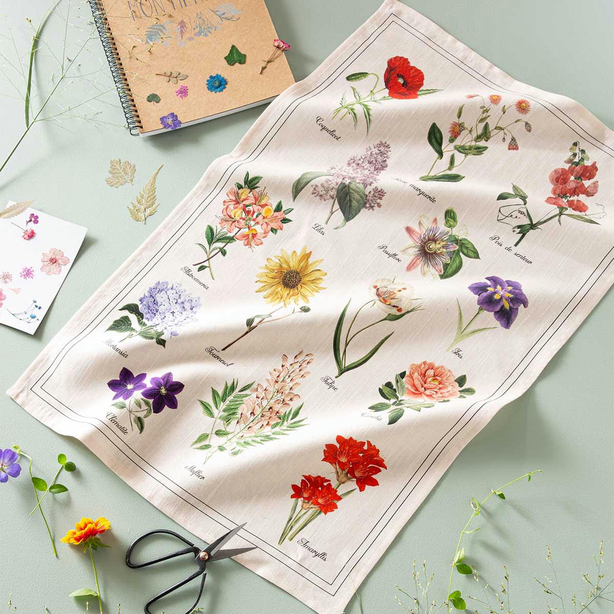 HERBIER - Torchon en métis multicolore 50x75