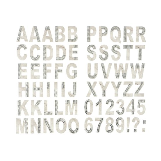 Silver Marble Gem Chipboard Alphabet Stickers