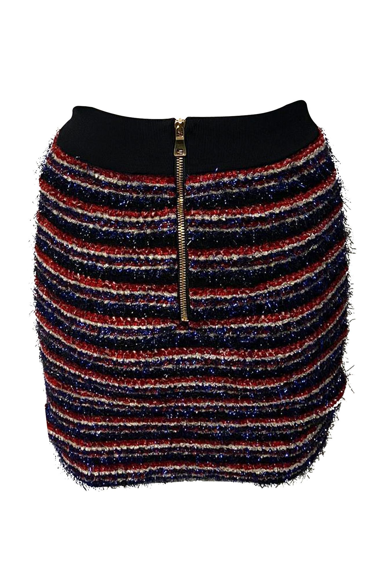 Balmain Preloved Tweed Pencil Skirt in Multicolor Polyamide
