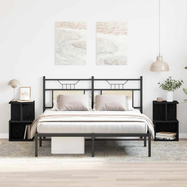 2x Szafka Nocna Czarna Komoda Stolik Półka Nocna Do Sypialni 35 x 35 x 55