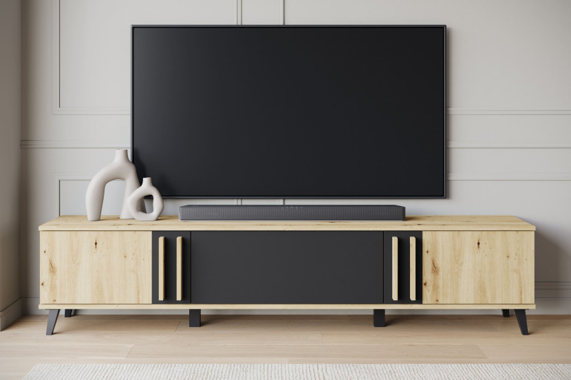 Szafka rtv HURON180 cm dąb artisan/czarny