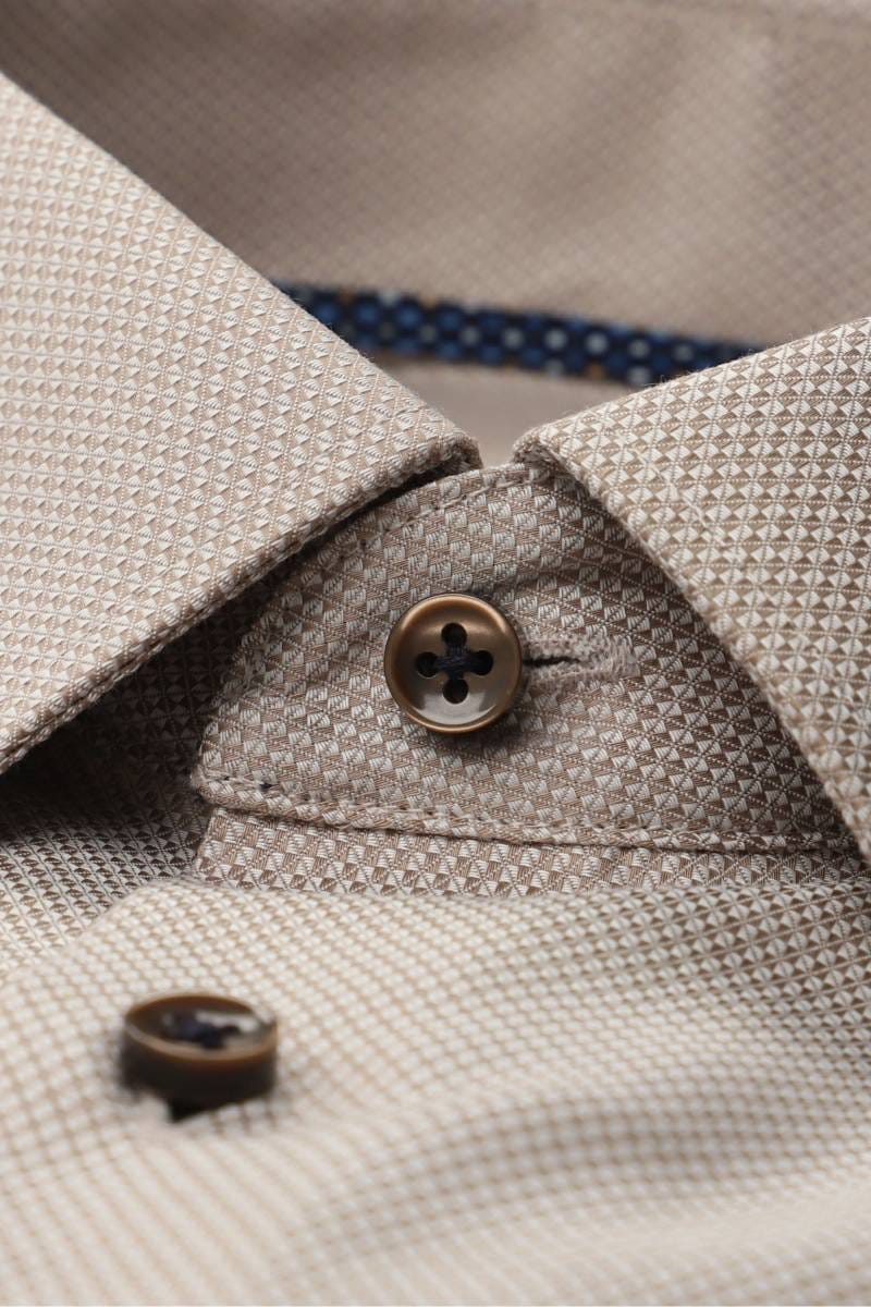 ETERNA Slim Fit Hemd braun, Strukturiert (extra langer Arm)
