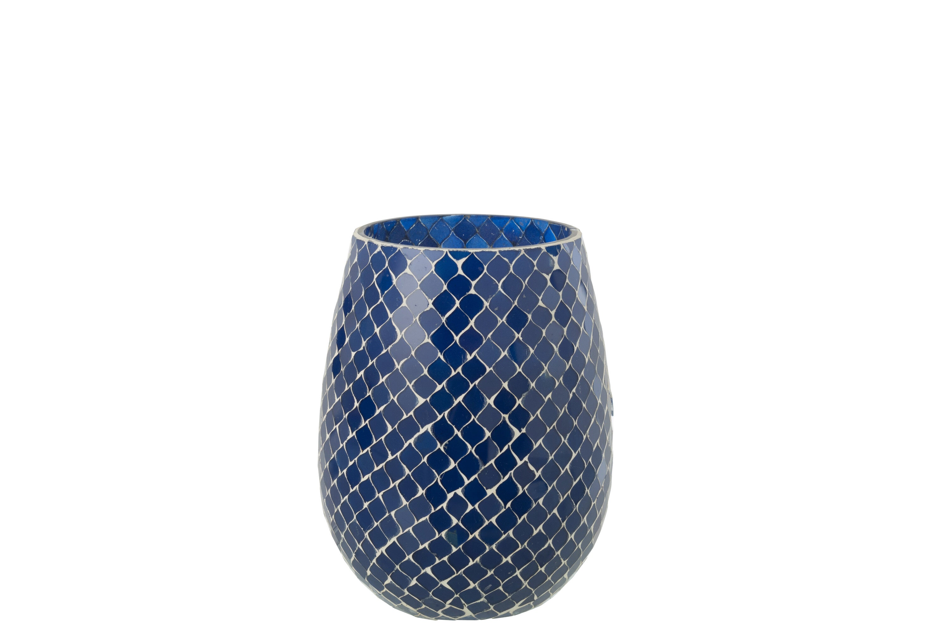 J-Line geurkaars Mia Mozaiek - Juniper Love - glas - blauw - medium - 120U