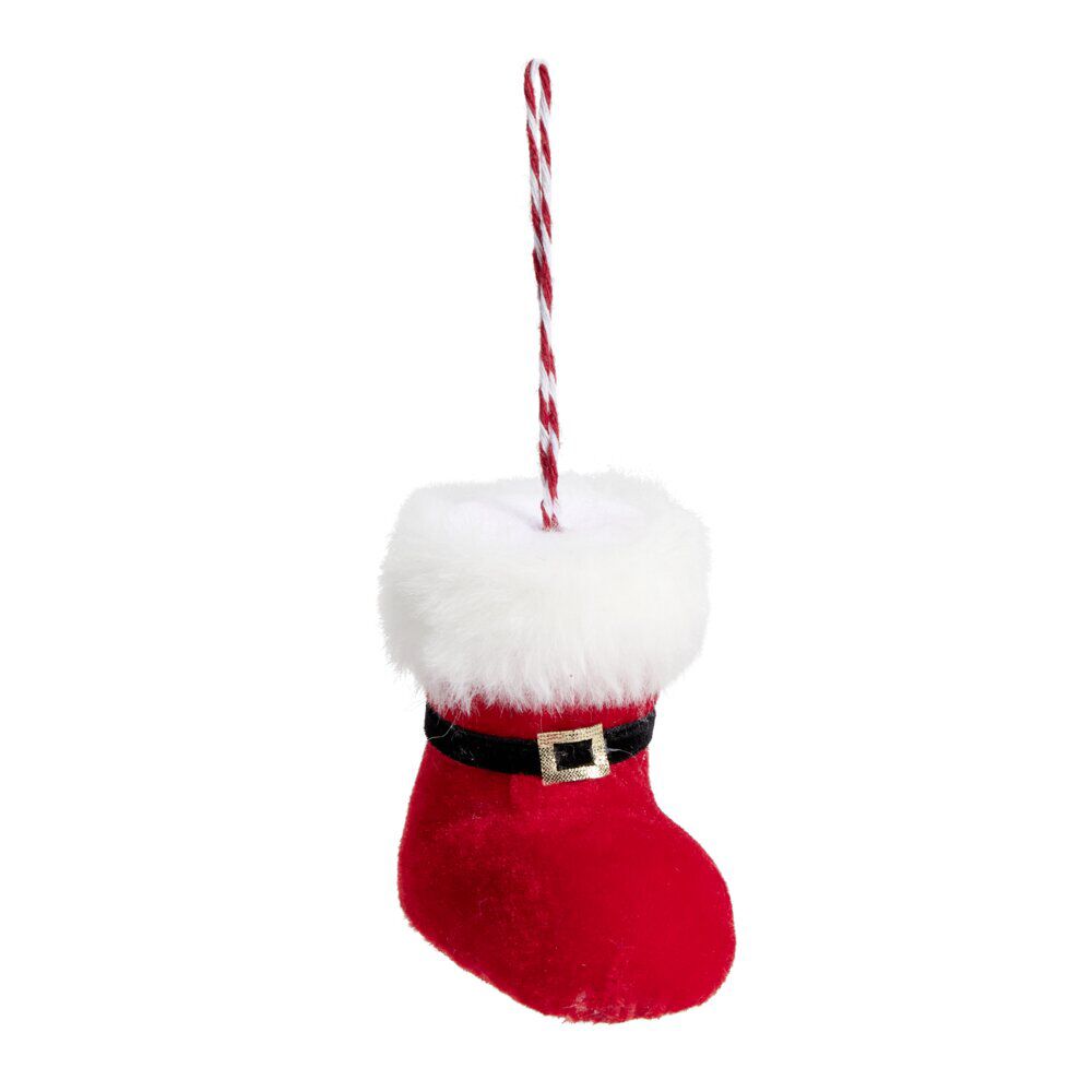 Décoration de No&euml;l à suspendre botte père rouge et blanc 8x5xH8cm