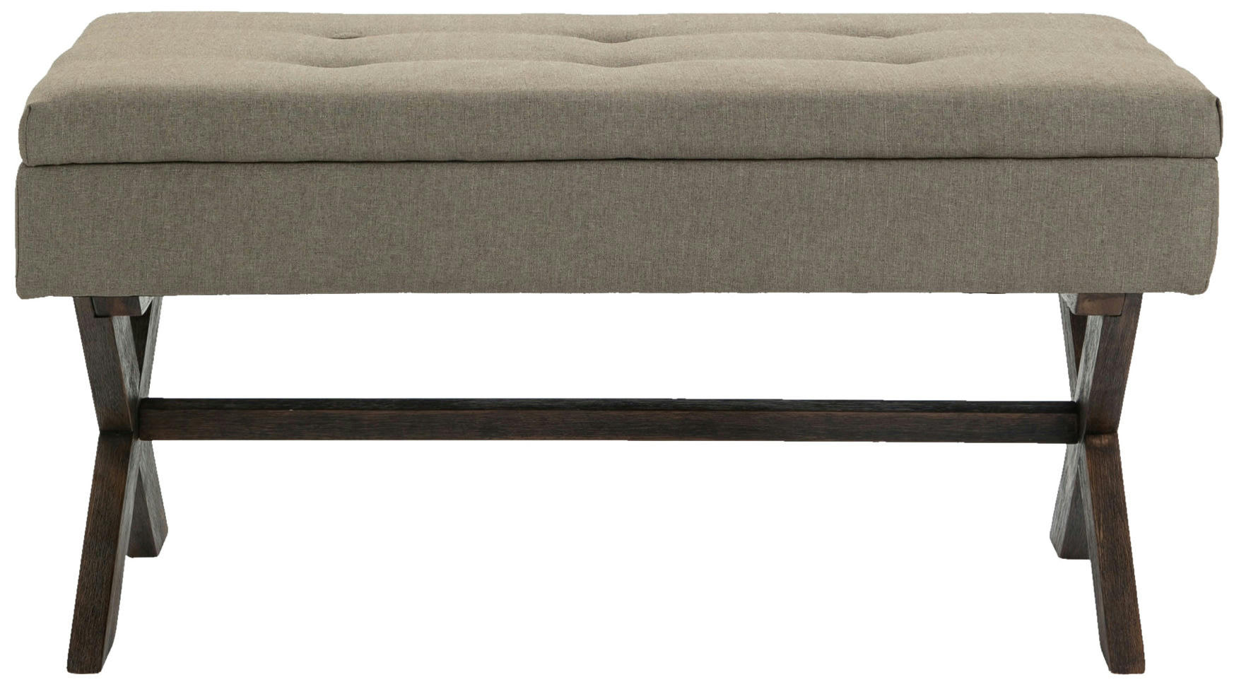 NAMARO - Banquette avec pieds en bois assise en tissu Taupe