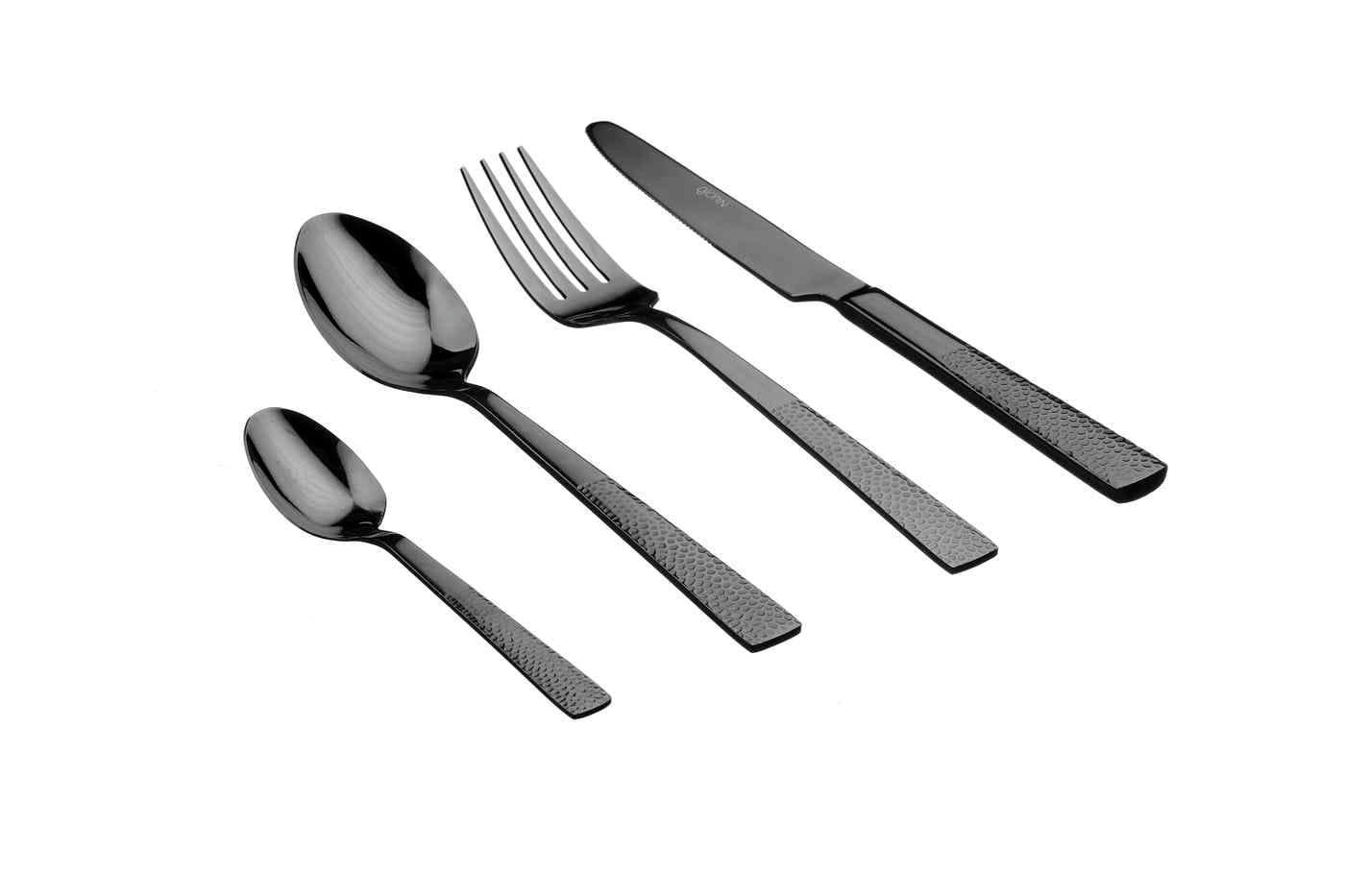 NUDE - Lot de 24 couverts de table en inox noir