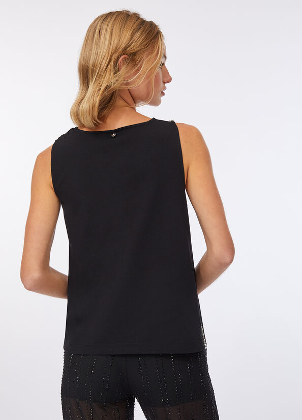 Top in cotone e georgette