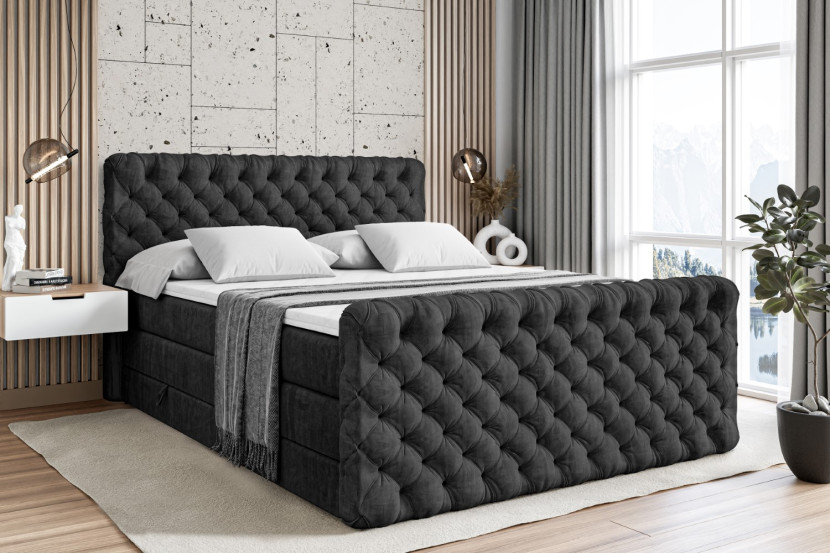 Łóżko kontynentalne z pojemnikiem i materacem H3|H4 BOXI8-Z KING 120x200cm