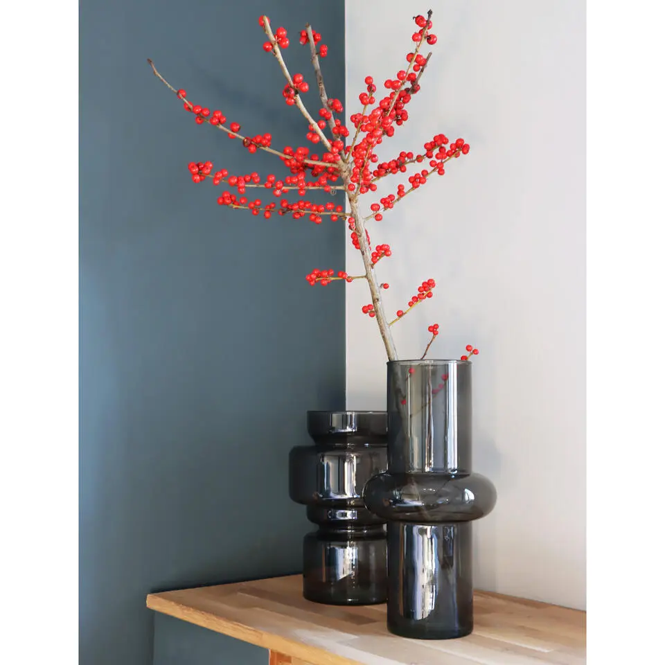 Bellatio Design Vaas - paars transparant glas - D15 x H31 cm