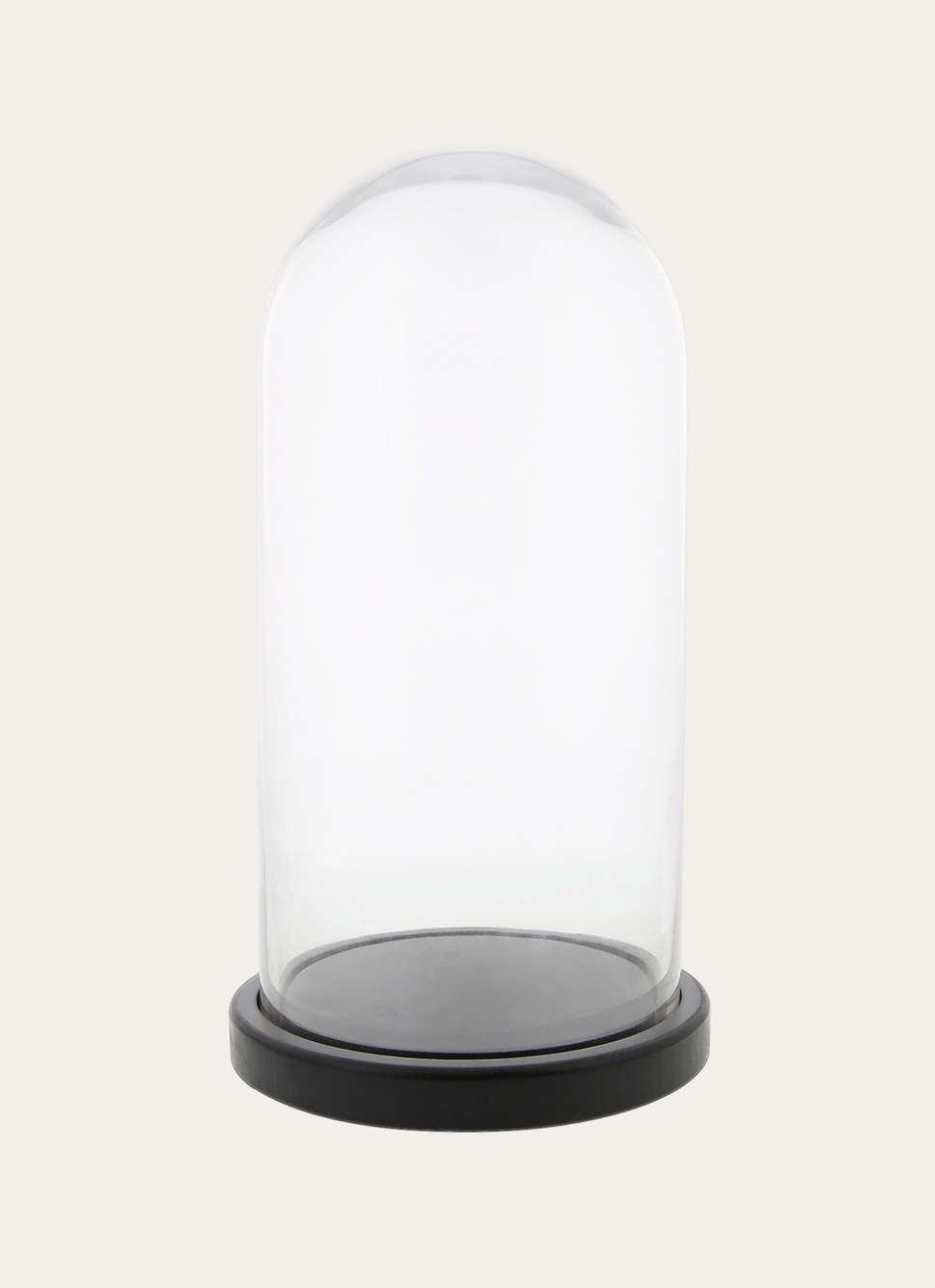 CLOCHE EN VERRE ET SON SOCLE EN BOIS GRAND MODÈLE TRANSPARENT