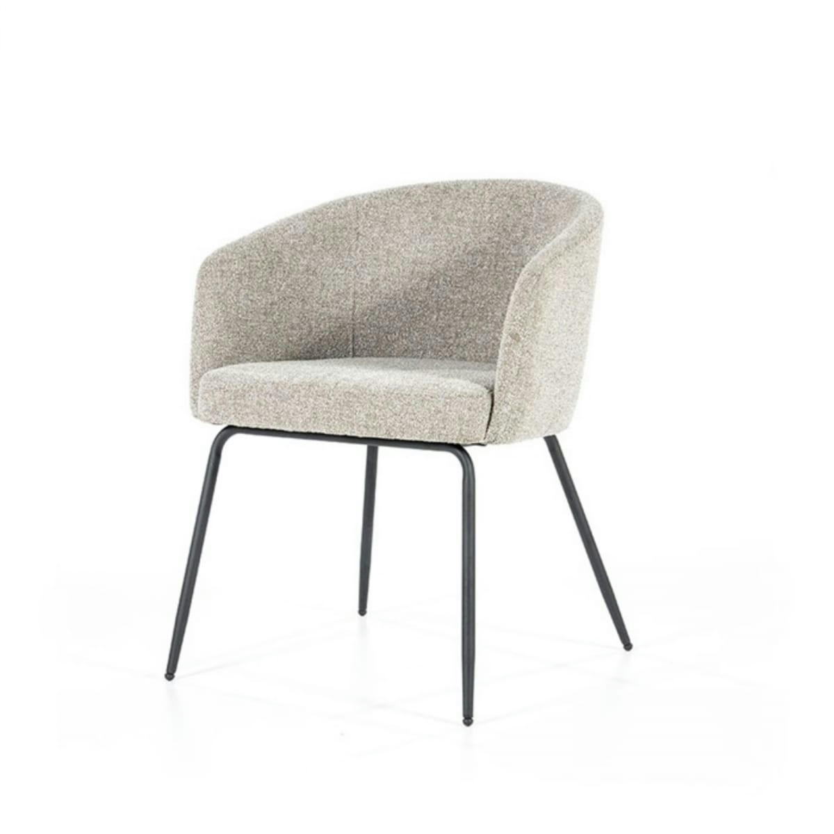 LIZY - Chaise salle à manger en tissu bouclé gris