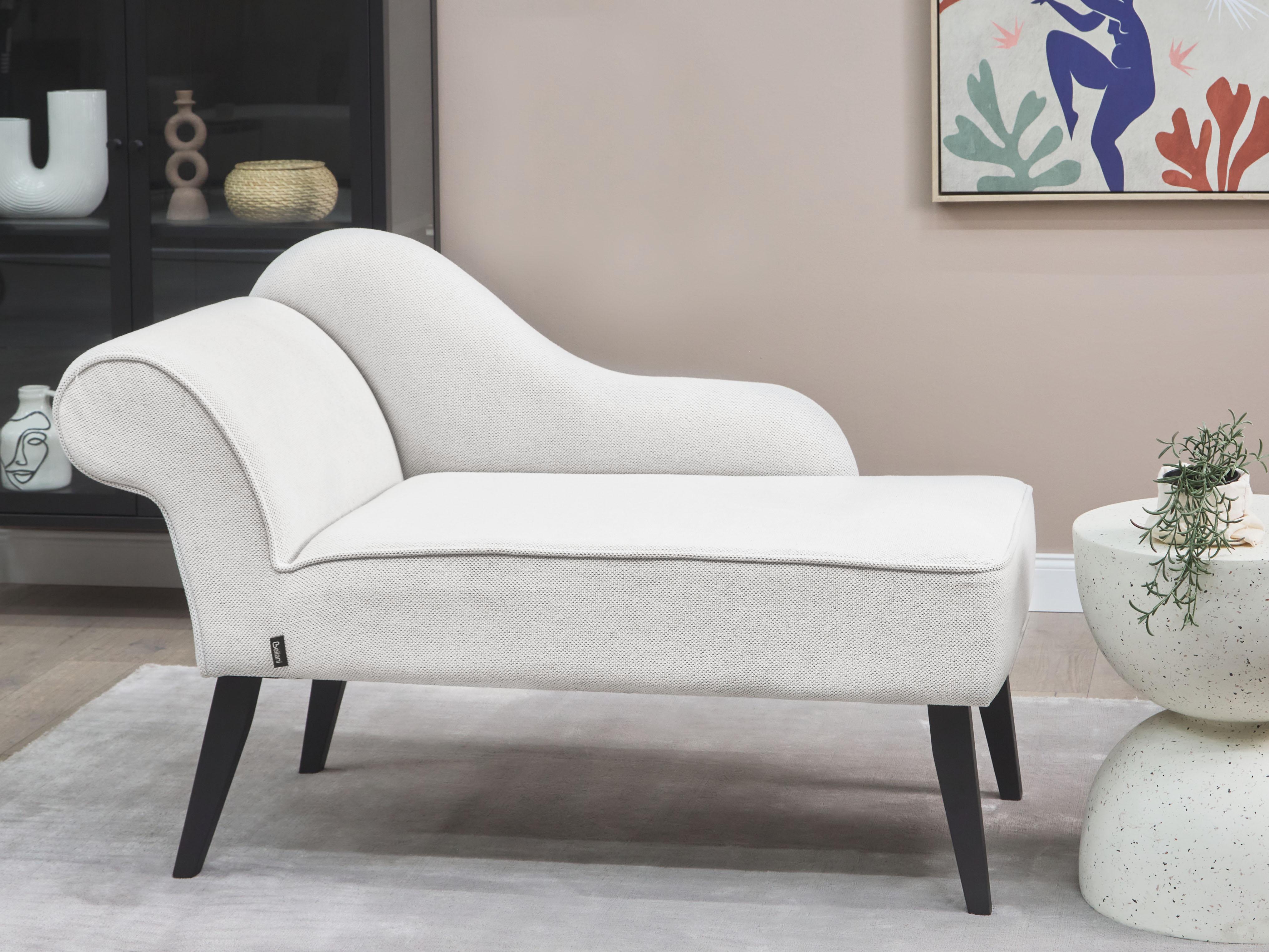 Left-Hand Chaise Longue BIARRITZ Fabric White