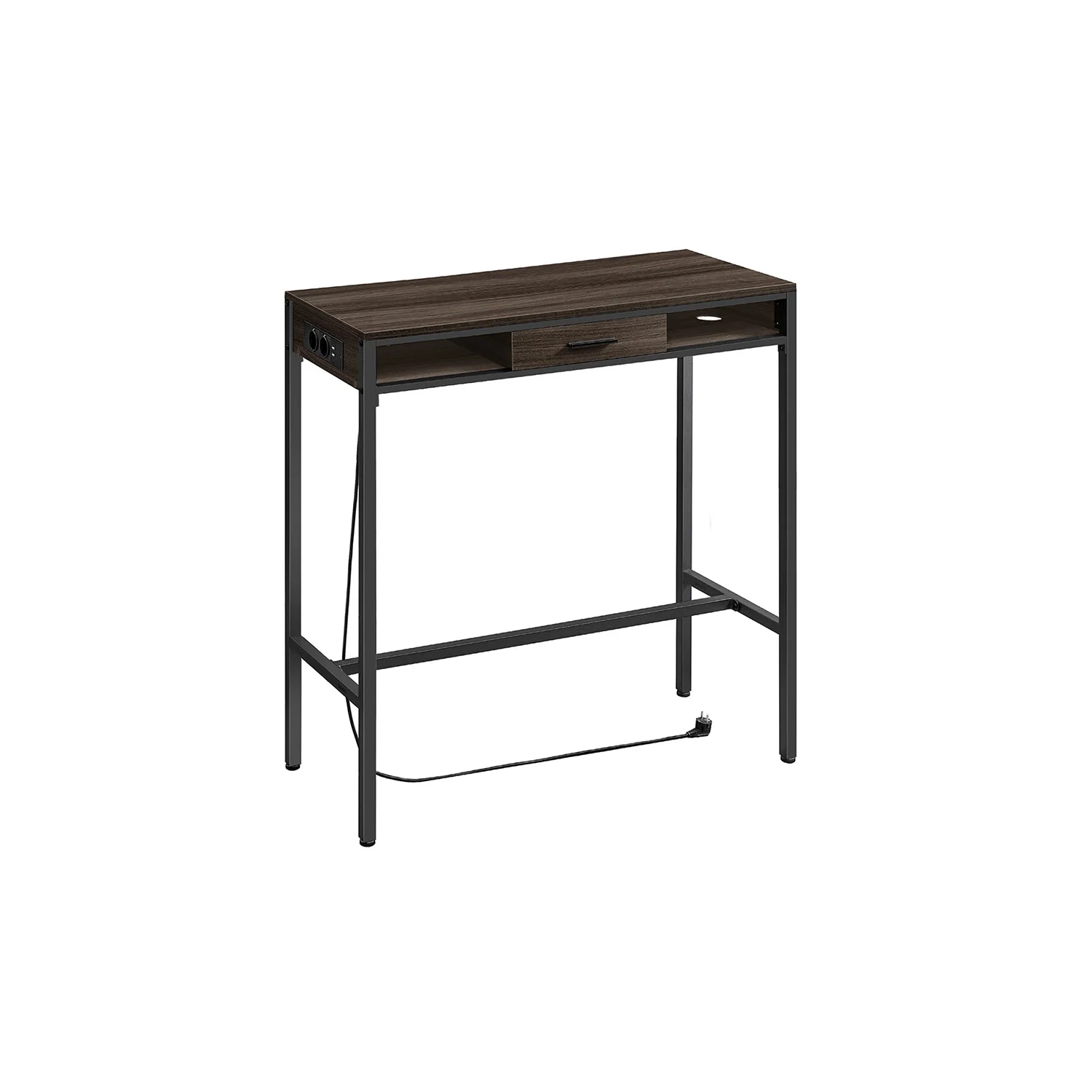 Table de Pub avec Multiprise et Tiroir Amovible en Tissu Non-Tissé