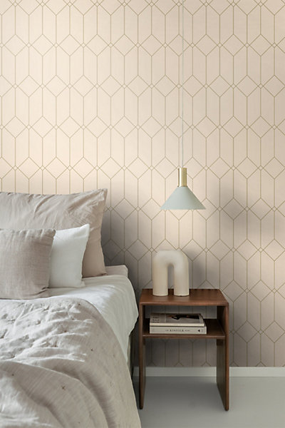 ESTAhome papier peint art déco or et beige 53 cm x 10.05 m